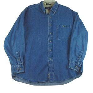 Bill Bass Premium Button Down Blue Denim Shirt Mens XL Long Sleeve Casual *read*